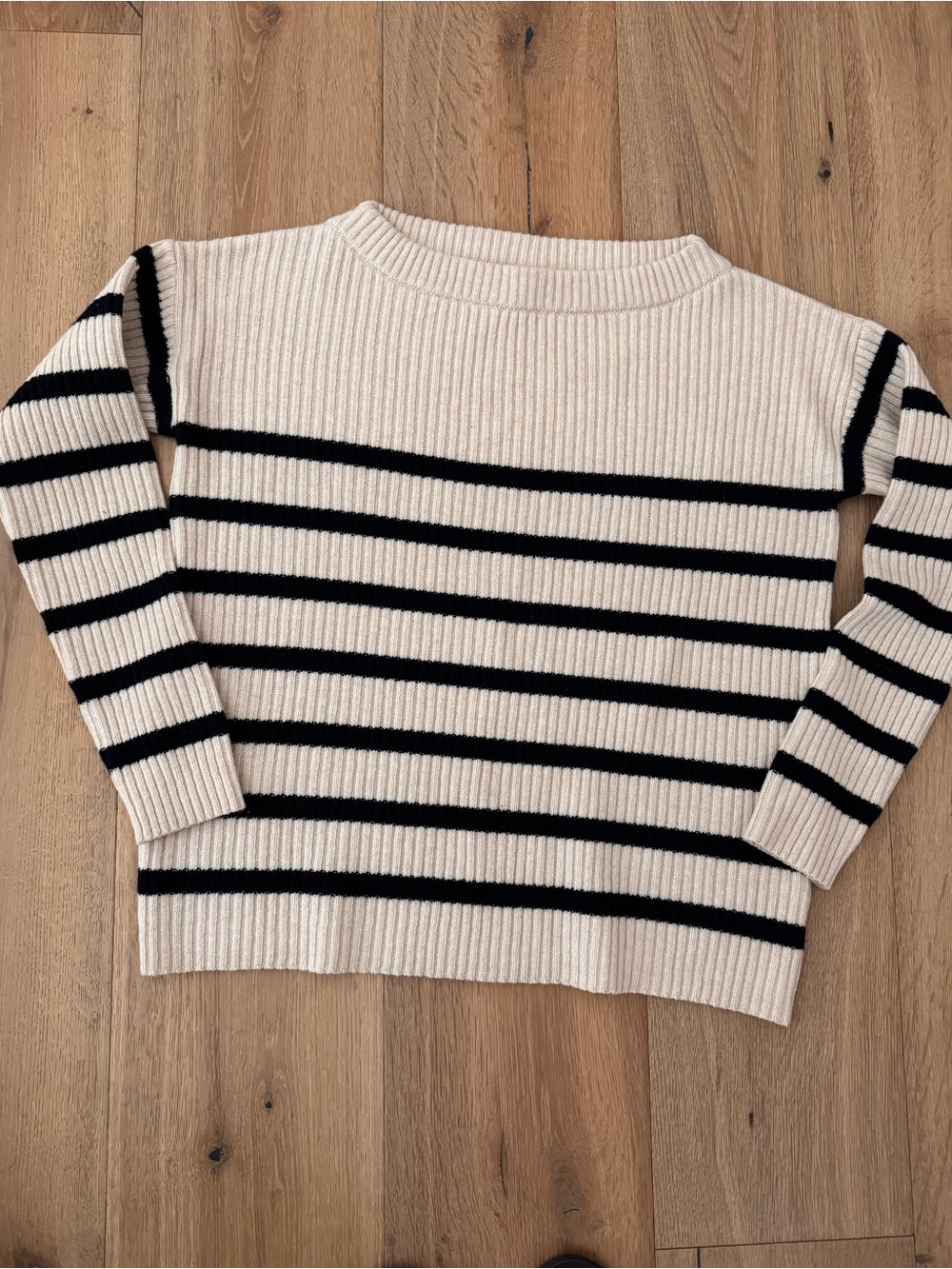 Celtic & Co. Breton Stripe Off-Shoulder Lambswool Sweater Small